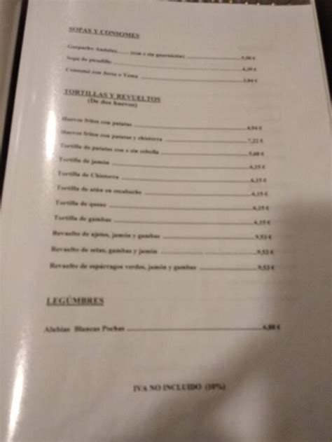 Menu At Restaurante Los Navarros Castilleja S L Castilleja De La Cuesta