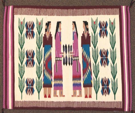 Navajo Weaving Is A Pictorial Featuring Woman Dancers With Butterfoies