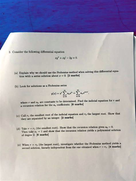 Solved Consider The Following Differential Equation Iy Iy Y