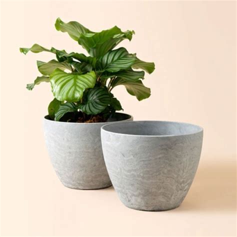 La Jolie Muse Tuileries Inch Tall Marbled Outdoor Planter Gray