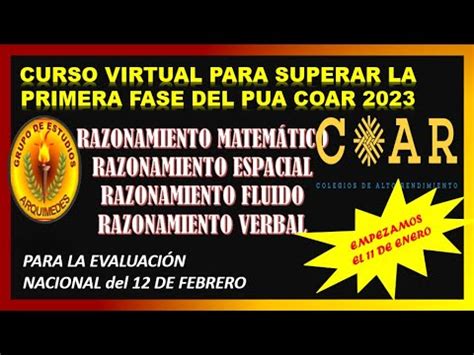 CURSO VIRTUAL ADMISION COAR 2023 EXAMEN DE CONOCIMIENTOS PUA COAR