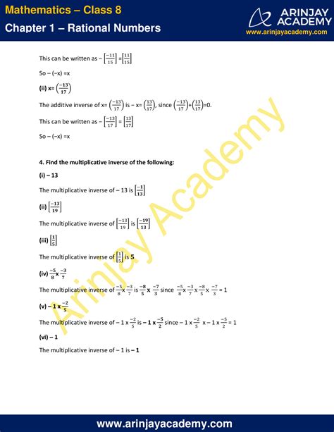 Ncert Solutions For Class Maths Chapter Exercise Rational Numbers