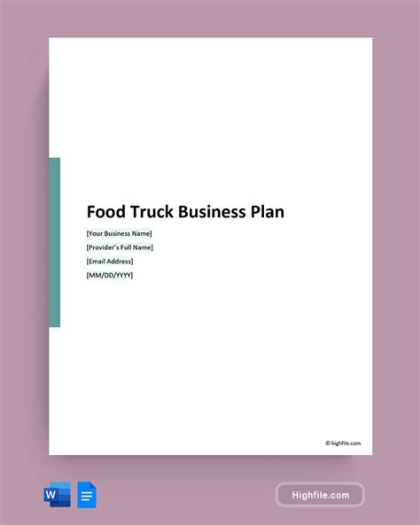 Food Truck Business Plan Example Word Google Docs Highfile