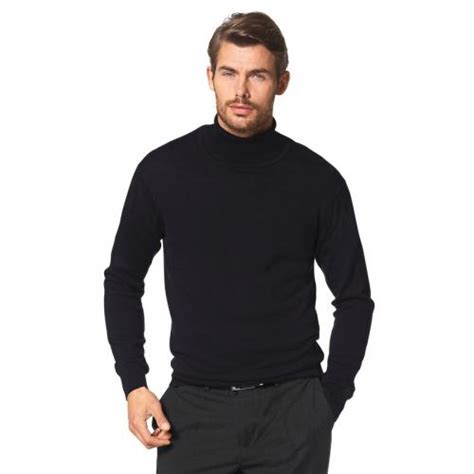 Pull Col Roulé Manches Longues Coton Et Soie Homme Class International Noir 3 Suisses