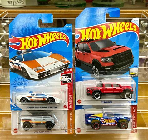 Hot Wheels Regular Treasure Hunt Lamborghini Countach Land Rover Ram Baja Truck Set Hotwheels