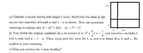 Solved Consider A Square Having Side Length T Units