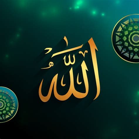 Golden islamic allah calligraphy in heavenly Vector Image