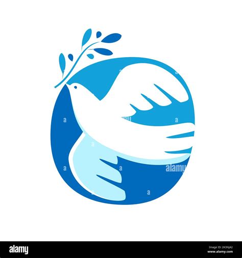 Dove With Olive Branch Logo Or Emblem Symbol Of Peace And Freedom