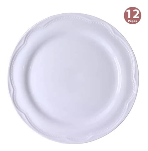 Jogo 12 Pratos Rasos Porcelana Relevo Cottage Germer Frete grátis