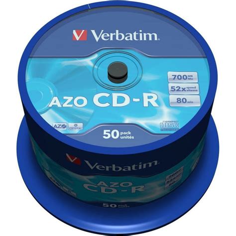 CD R Verbatim AZO Crystal 50 Units 700 MB 52x CD Discs Photopoint