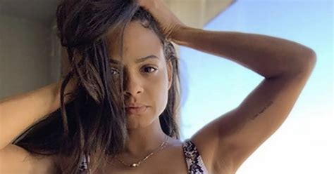 Christina Milian Strips To Snakeskin Micro Bikini In Red Hot Reveal Abs For Days