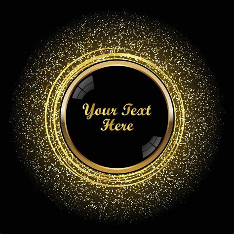 gold glitter circle border frame  black background vector