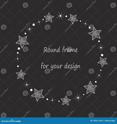 Round Frame With White Hand Drawn Abstract Stars Stock Vector