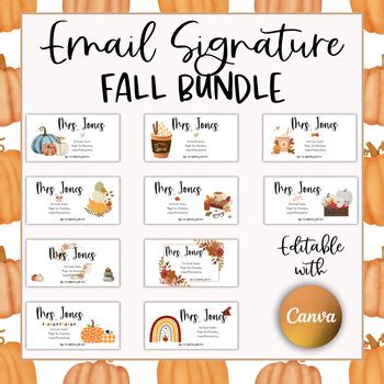 Teacher Email Signature Fall Themed Bundle | Editable Email Signature