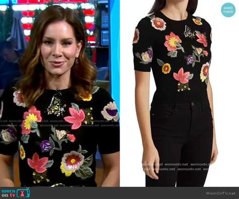 Wornontv Rebecas Black Floral Embroidered Sweater On Good Morning