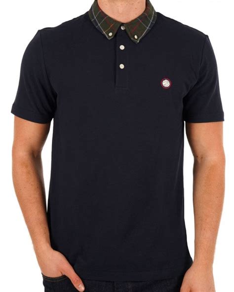 Pretty Green Thomas Check Collar Polo Navy S Casual Classics