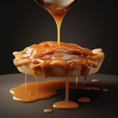 Premium Photo A Spoon Pouring Caramel Sauce Over A Waffle With A Spoon