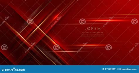 Abstract Elegant Red Background With Golden Line And Lighting Effect