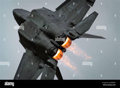 U S Air Force Maj Josh Gunderson F 22 Demo Team Commander Performs A Tactical Pitch During