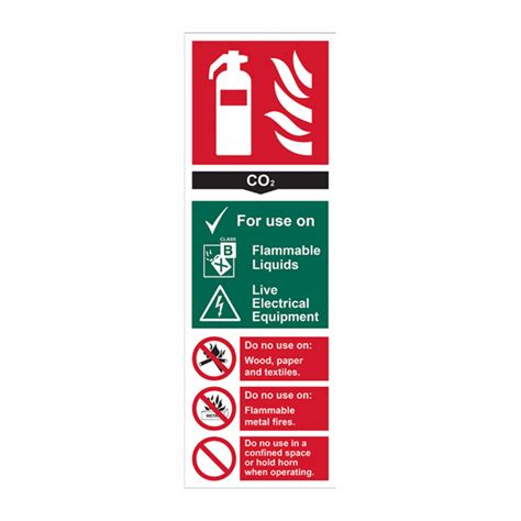 Fire Extinguisher Co2 Sign Self Adhesive Vinyl 100mm X 300mm Rsis