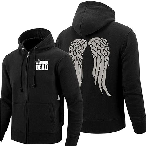 The Walking Dead Daryl Dixon Cosplay Hoodie Zip Up Jacket Coat Angel