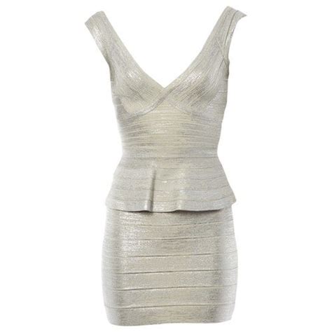 Pre Owned Herve Leger Silver Dress Modesens Herve Leger Silver