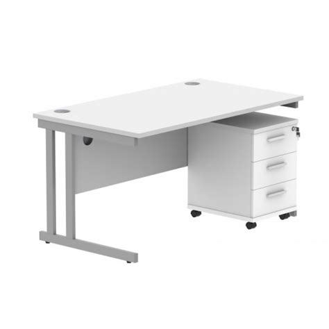 Core Rectangular Desk And 3 Drawer Pedestal Office Desks Uk