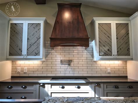 Dark Stained Wood Hood With Glass Door Cabinets Glass Cabinet Doors