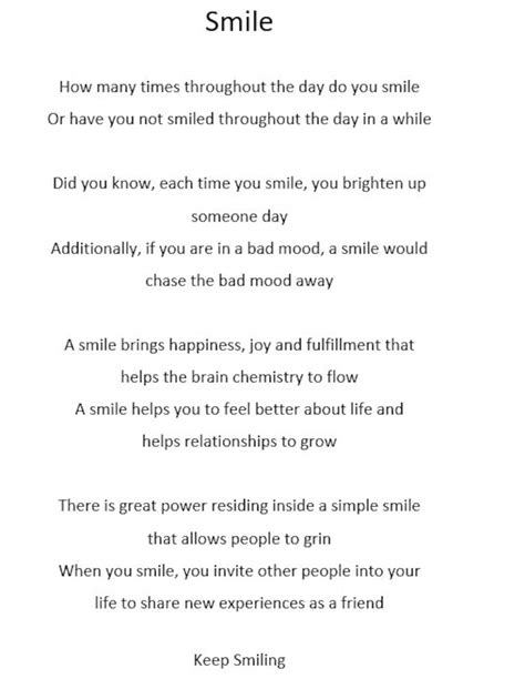 Smile Digital Download Poem Etsy