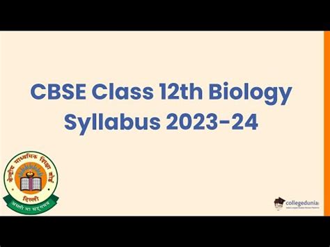 CBSE Class 12th Biology Syllabus 2023 24 YouTube