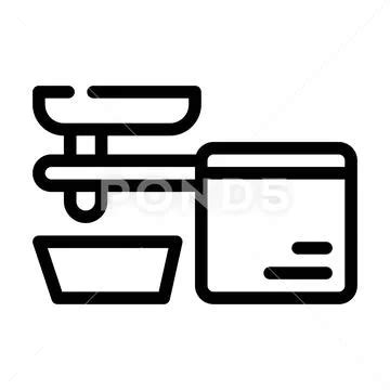 Cold Pressed Oil Press Machine Line Icon Vector Illustration Clip Art