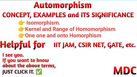 GROUP THEORY ISOMORPHISM AUTOMORPHISM Concept Examples KERNEL