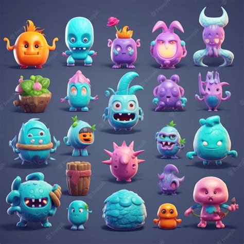 Premium Photo | A collection of cartoon characters including monster ...