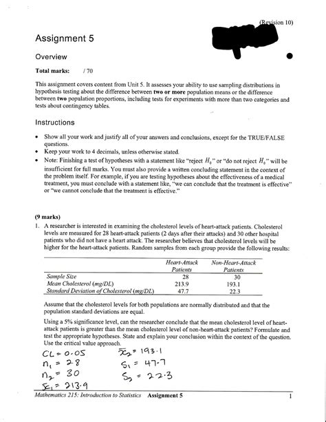 Statistics Assignment 5 Math 215 Studocu