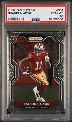 2020 Panini Prizm Brandon Aiyuk 301 Rookie San Francisco 49ers PSA 10