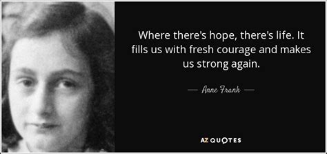 Anne Frank quote: Where there's hope, there's life. It fills us with ...