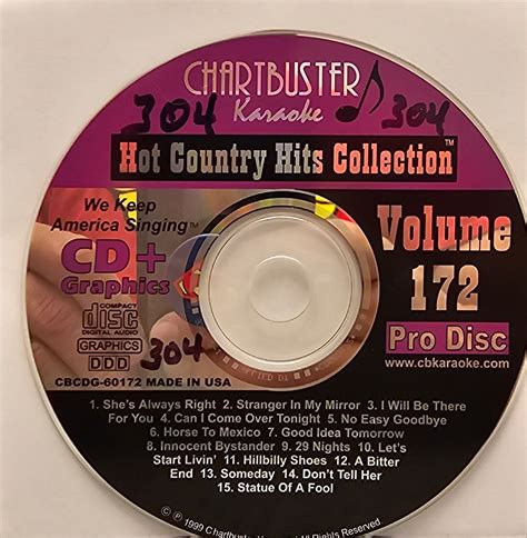 Country Hits Chartbuster Karaoke Cdg Disc Ebay