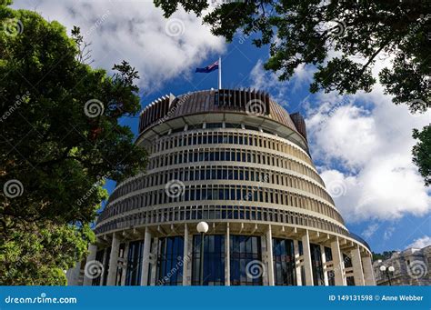 New Zealand Parliament Building with New Zealand Flag Flying Stock ...