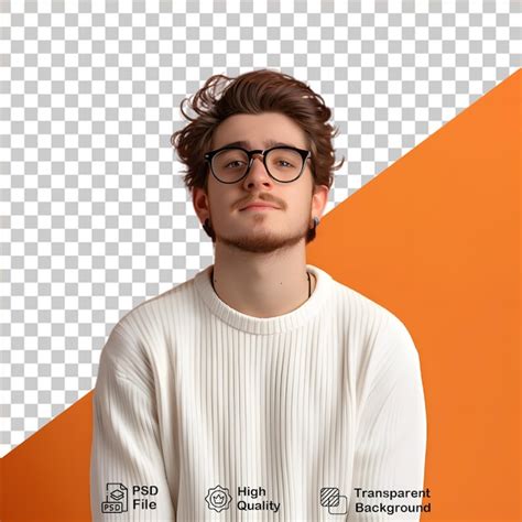 young man wearing white shirt isolated  transparent background