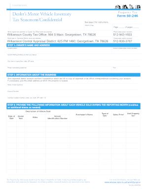 Fillable Online Wilco Dealers Motor Vehicle Inventory Prop Er T Y Ta X