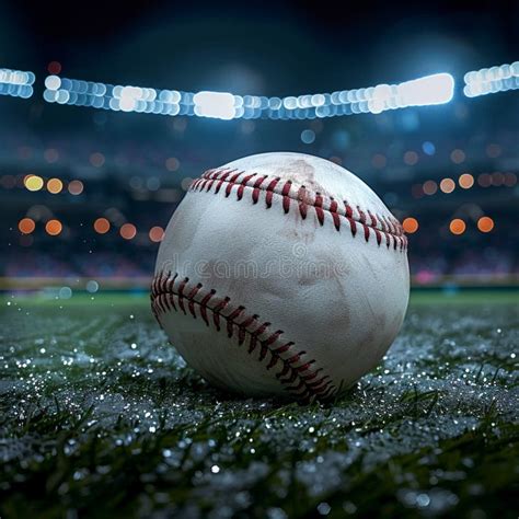 Nighttime Backdrop Sport Stadium with Baseball Ball for Dramatic Effect ...