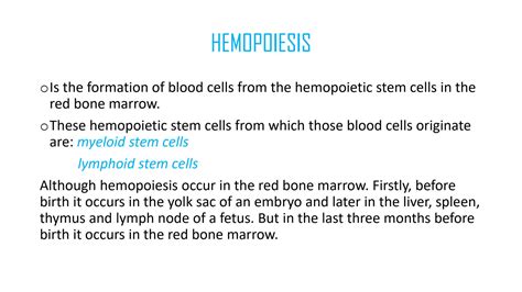 SOLUTION: Formation of blood cells notes - Studypool