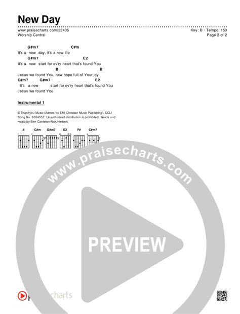 New Day Chords PDF (Worship Central) - PraiseCharts