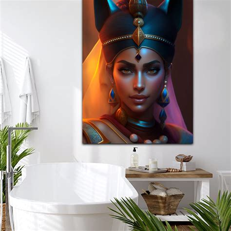 Ancient Egyptian Cat Goddess Bastet Canvas Painting 5 Fine Art Black Art Tree Of Knowledge Black