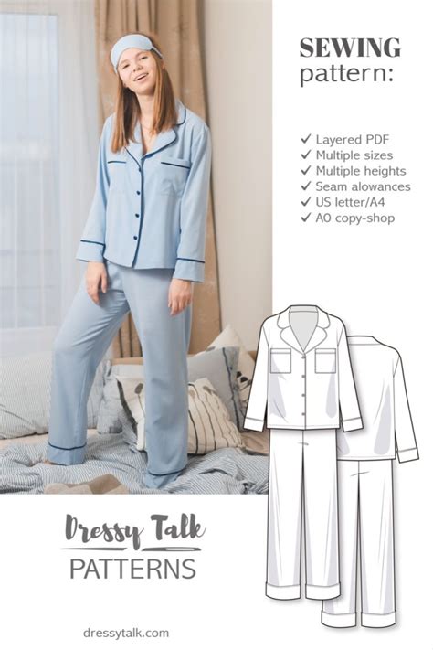 Pyjama Set Sewing Pattern For Women Pajamas Women Pajama Fashion