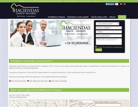 Página web de Haciendas García Navarro en Estepona Málaga