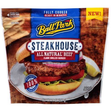 Ball Park Steakhouse All Natural Beef Flame Grilled Burger 4 Ct 14