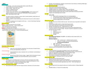 Midterm Review Summary Health Promotion Midterm Review Week One