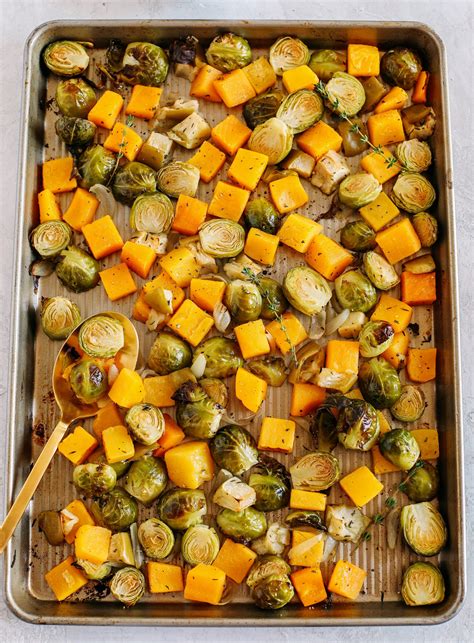 Maple Glazed Butternut Squash And Brussels Sprouts Eat Yourself Skinny