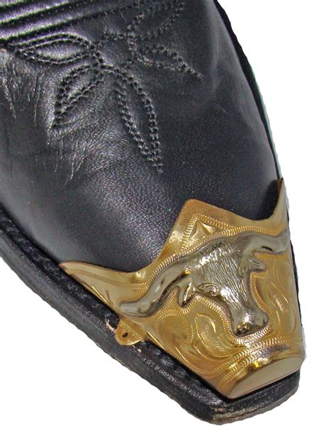 These Silver Steer Head Gold Cowboy Boot Tips Have Are Gold Plated Full